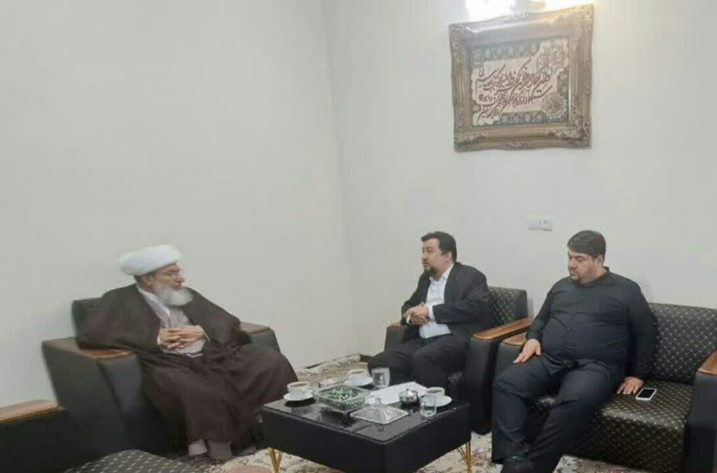 "دیدار دکتر علی احتشامی با آیت الله سیفی مازندرانی در خصوص بازسازی حرم مطهر حضرت سکینه (ع)"
